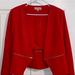 NWOT red blazer with zippered details on front